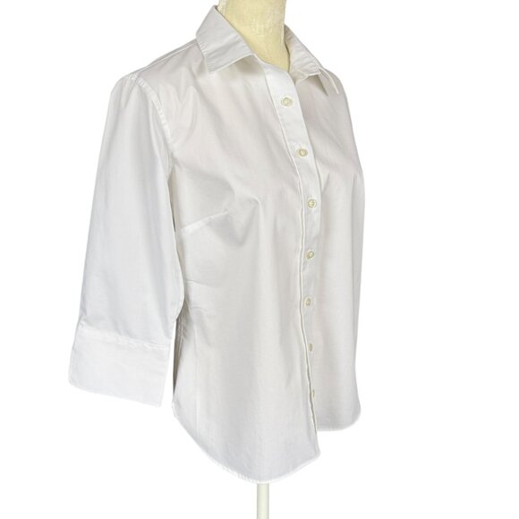 Lands' End white 3/4 sleeve button down collared shirt women's 4P - Picture 2 of 9